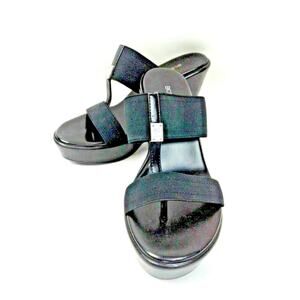 BCBGeneration Wedge Heel Platform Thong Sandals Size 5.5 Medium Stretchy Straps